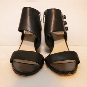 Vince Camuto Lyssia Black Leather Wedge Sandals